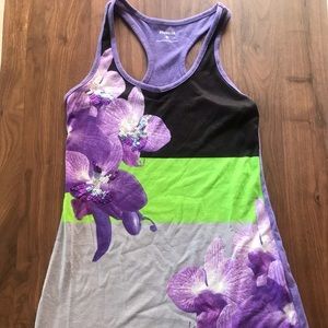 Express Purple Flowers Tunic Tank Top XS